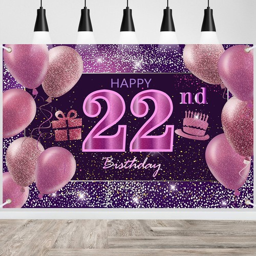22nd Birthday Decorations for Girls Happy Birthday Banner Pink Decorations fo... - Picture 1 of 5