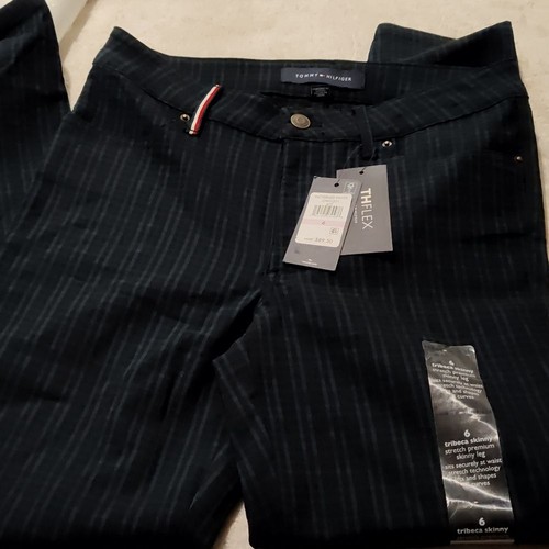 Tommy Hilfiger Plaid Ankle Skinny stretch Designer pants on sale Green Multi LRG - Picture 6 of 12