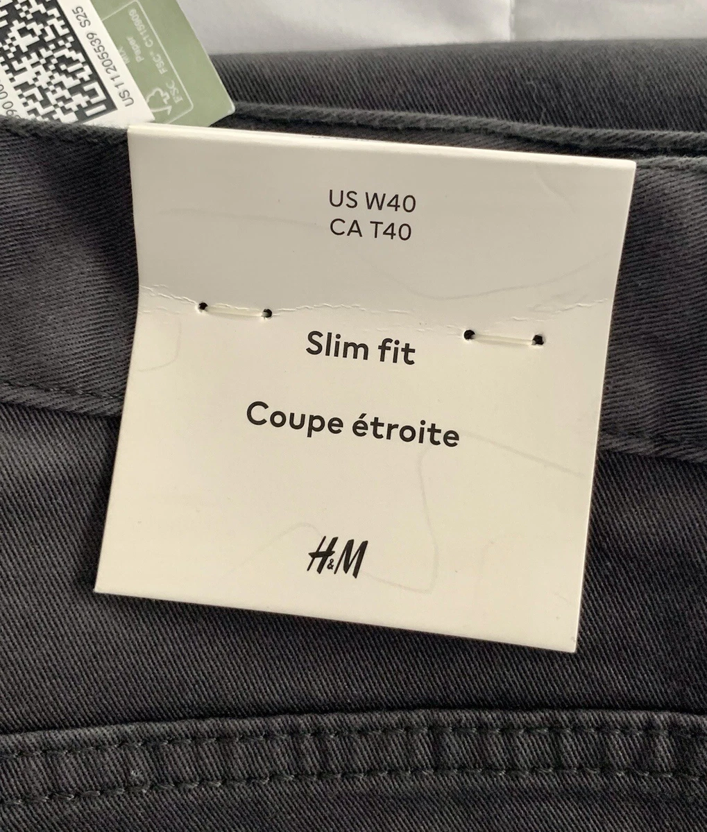 H M Conscious Choice Slim Fit 5 Pocket Gray Sport Pants Size