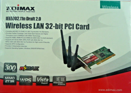 Edimax EW-7728IN nMax Wireless 802.11n PCI WiFi Card WLAN Karte WEP WPA WPA2(176