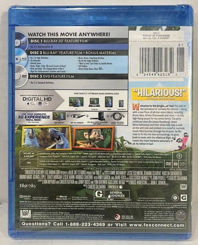 RIO 2 Deluxe Edition Movie BLU-RAY 3D + BLU-RAY + DVD & DIGITAL HD NEW - Picture 2 of 2