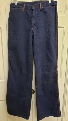 Vtg 70’s Hippie Hip HUGGER High Waisted BELLBOTTOM Jeans Size 34L Scovill Zipper - Picture 1 of 4