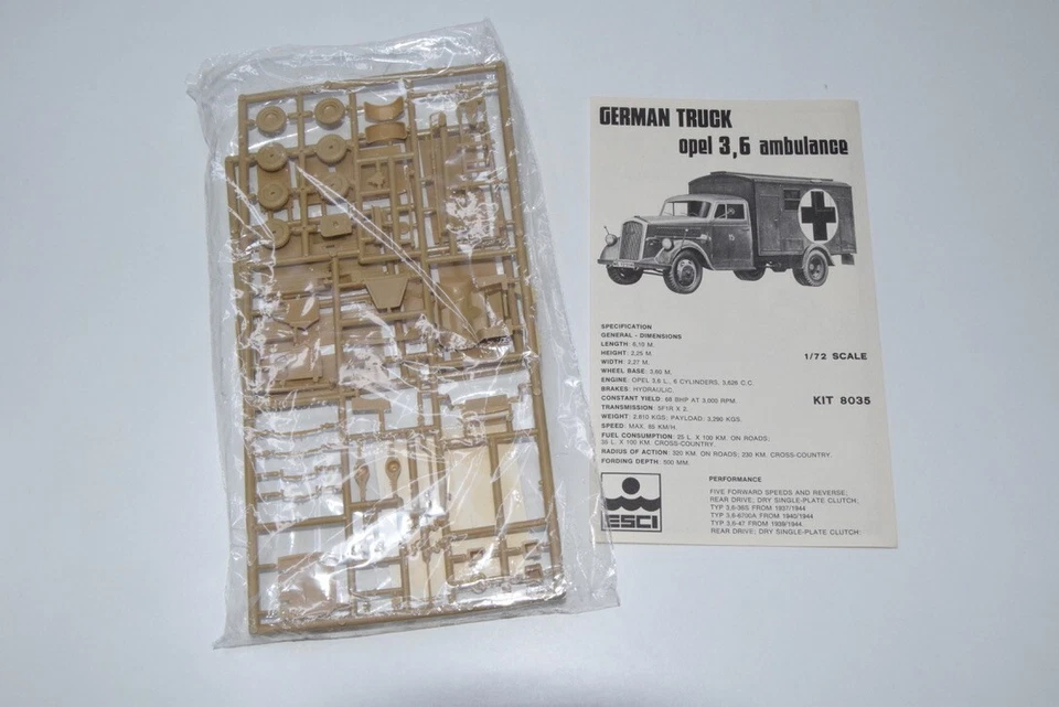 B28 1:72 ESCI 8035 OPEL 3.6 AMBULANZA CAMION TEDESCO MIB - Immagine 2 di 4