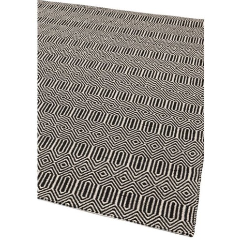 Sloan Rug Black Modern Large Area Geometric Flatweave Wool Bedroom Lounge - Picture 3 of 5