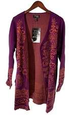 Attitudes by Renee Global Illusions Open Front Cardigan Sangria/Ginger