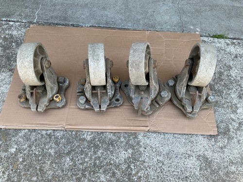 4 Vintage Bassick Schwerlastrollen 6" schwenkbare Stahlräder siehe Beschreibung - Bild 2 von 5