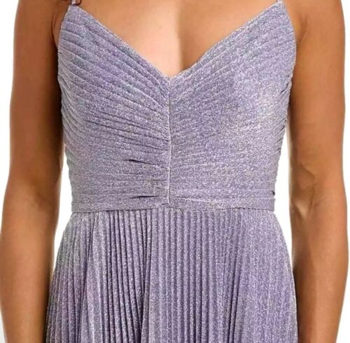 Halston Gown Dress Maycee Size 10 Pleated Maxi in Shimmer Amethyst Purple $695 - Picture 2 of 16