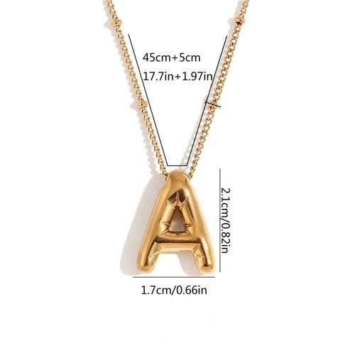 Bubble Letter Necklace Gold Plated With Bead Chain Dainty Jewelry Gift For Women - Picture 27 of 99