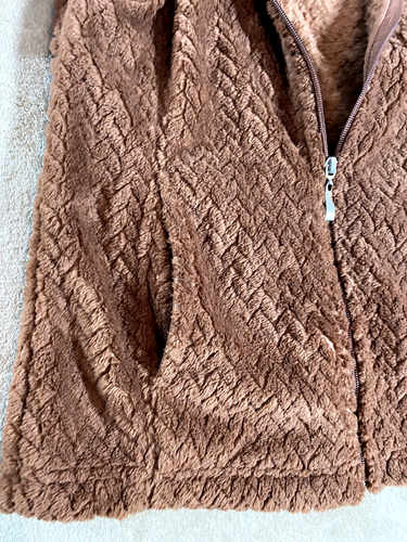 Jason Maxwell Jacket Womens PS Petite Small Brown Fleece Zip UP NEW - Picture 4 of 18