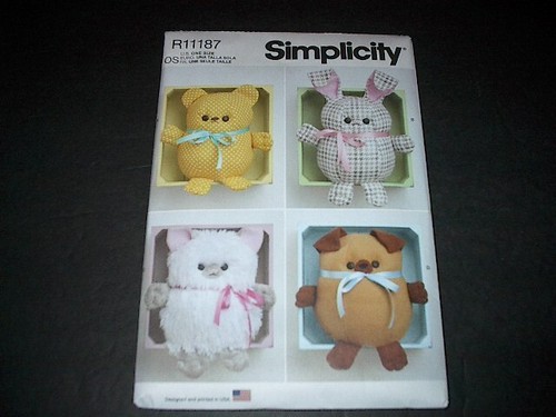 Simplicity Pattern 9361 Adorable Stuffed Animals Kitten, Bunny, Puppy, Bear  Unc - Picture 1 of 3