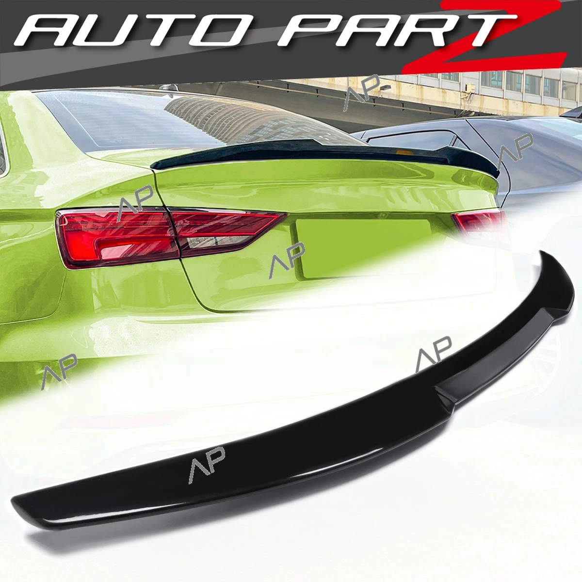 Schwarz Glanz Spoiler Spoilerlippe Heckspoiler für AUDI A3 8V Limo 
