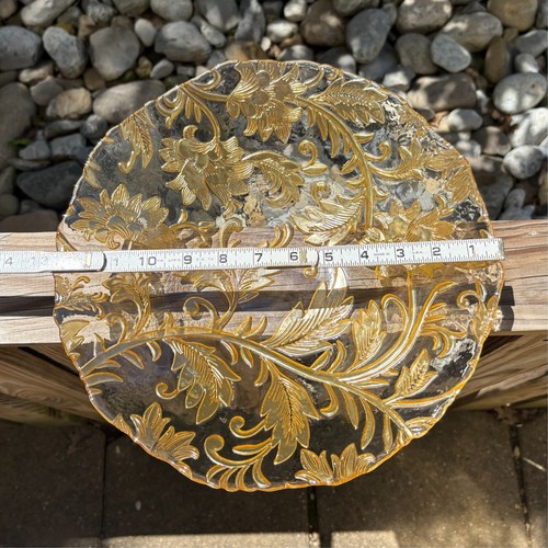 Damask by Vietri (retired in 2014) Golden 2.5x12.5" Glass Centerpiece Bowl Italy - Picture 11 of 14
