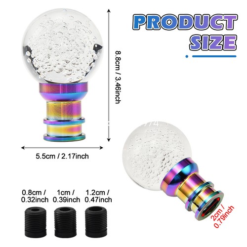 Acrylic LED Light Clear Crystal Ball Shape Gear Shift Knobs Car Shifting Lever - Picture 5 of 9