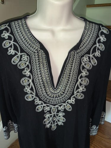 I N C International Concepts Embroidery Boho Blouse Tunic Size Large ❤️tw11j1 - Picture 2 of 4