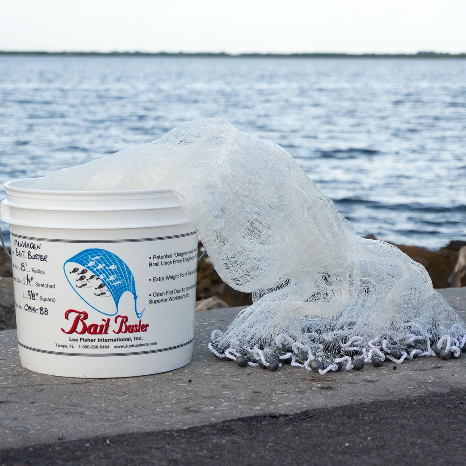 Bait Buster Menhaden Cast Net with 5 8 Squared Mesh - 10 Foot Radius Bait Buster Menhaden Cast Net with 5 8 Squared Mesh - 10 Foot Radius