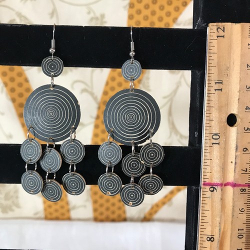 4 Pair Lot Wood Post Fish Hook Earrings Beads Circle Cluster Dangle Coconut Disc - Picture 8 of 9