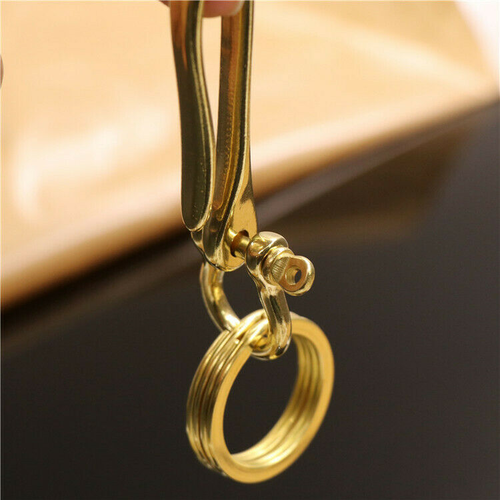 2pcs Solid Brass Key Ring Buckle DIY Leather Craft Accessories U Hook Paracord - Picture 6 of 11