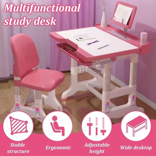 Kinder Arbeitszimmer Schreibtisch Stuhl Set höhenverstellbar mit Schublade & LED Lampe für Teens - Bild 3 von 19