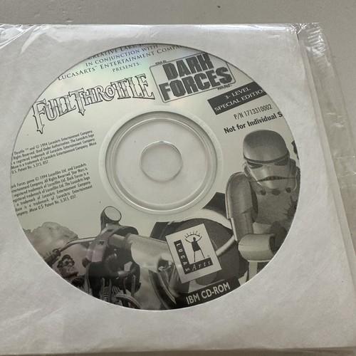 Rare Dark Forces Full Throttle Disc (PC CD-Rom, 1996 Lucas Arts) Sealed - Picture 2 of 3
