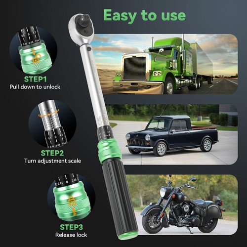 🧡4-teiliges Drehmomentschlüssel-Set verstellbar 3/8 Zoll Antrieb 3,69-44,28 Fuß Pfund/5-60 Nm - Fahrrad - Bild 7 von 10