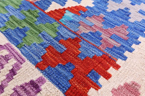 Tappeto reversibile Kilim tessuto piatto lana su lana 6' 9" X 9' 8" - Q17549 - Foto 6 di 8