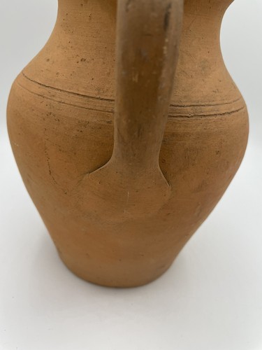 small Terracotta two handled amphora, Has Glazed Interior And Incised Stripes - Picture 6 of 10