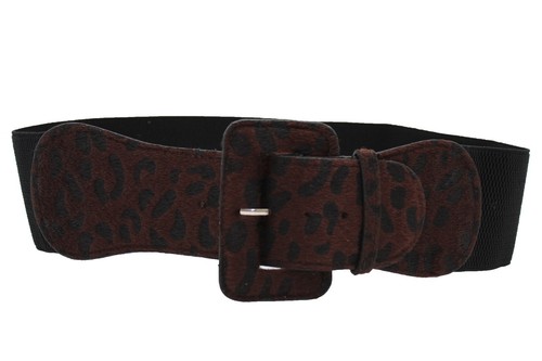 Mujer Elástico Ancho Negro Cinturilla Cinturón Leopardo Marrón Estampado Square - Imagen 7 de 24