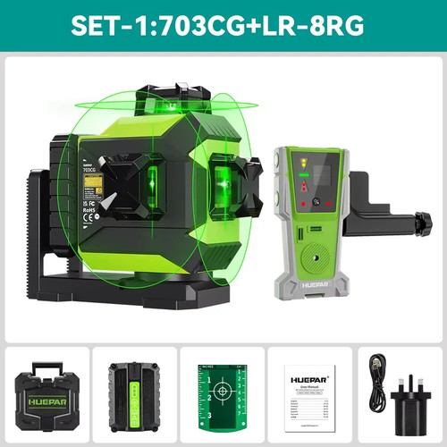 Nivel láser 3D 703CG 12 líneas autonivelante línea cruzada nivel verde ajuste brillante - Imagen 16 de 18