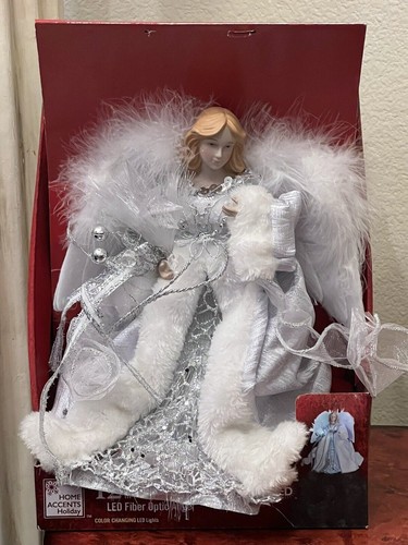 Home Accents Holiday 12" LED Angel Silver Tree Top Color Change Lights Figurine - Picture 2 of 9
