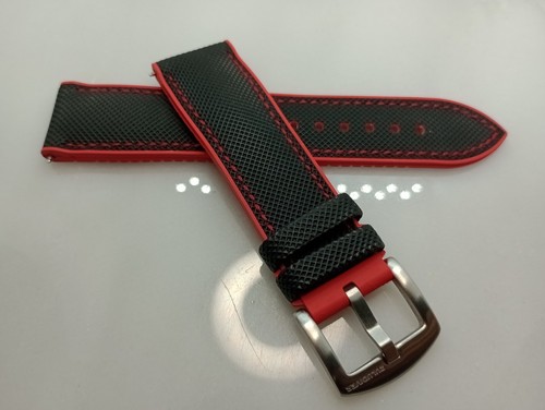 New Zuludiver 22mm FKM Rubber Premium Anvil Black & Red Divers Watch Strap 6A191 - 第 13/23 張圖片