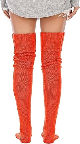 Women's Cable Knit Thigh High Socks Winter Boot Stockings Extra Long Over Knee - Picture 4 of 4