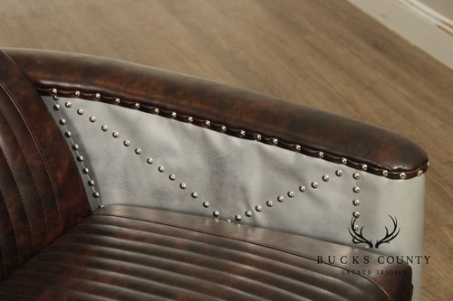Aviator Style Leather Sofa - Picture 5 of 17