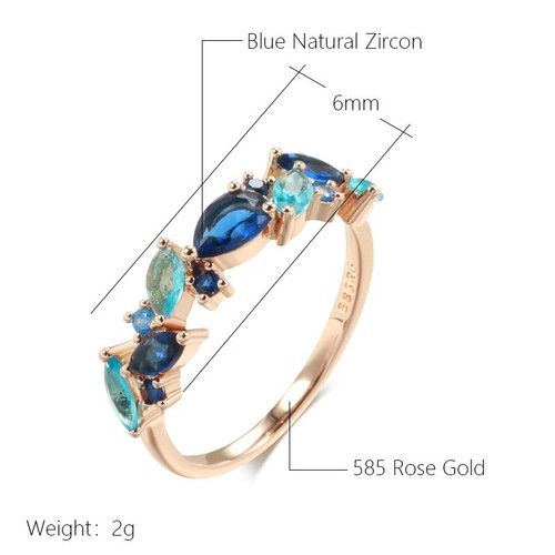 Eleganter Ring 585 RG Rotgold Rosegold mit Saphir blauen Zirkon 56 (17,8 mm Ø) - Bild 5 von 5