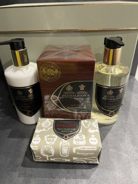 Penhaligon’s Halfeti Perfume 100ml body lotion body wash & soap Gift Set new Penhaligon’s Halfeti Perfume 100ml body lotion body wash & soap Gift Set new