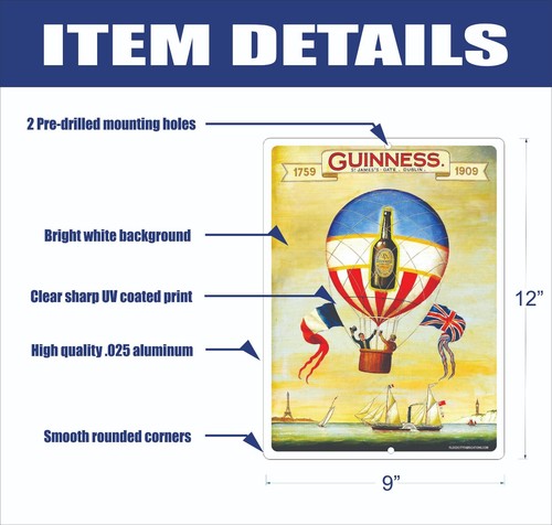 Letrero de cerveza Guinness 1759 1909 metal 9x12 EE. UU. envío gratuito - Imagen 3 de 5