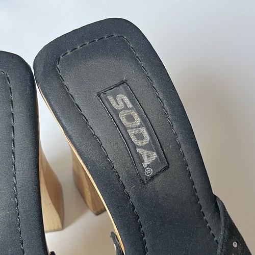 🍸👡 Tacones vintage con plataforma de madera de soda y2k diamantes de imitación talla 7,5 - Imagen 11 de 11