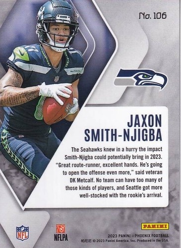 2023 Panini Phoenix - Rookies #106 Jaxon Smith-Njigba (RC) - Seahawks - Picture 3 of 3