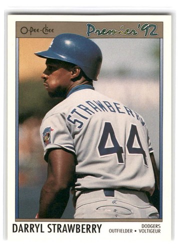 Darryl Strawberry 1992 O-Pee-Chee Premier Baseball #179 Los Angeles Dodgers