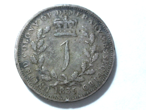 1835 1 Gulden Demerara und Essequibo Münze Wilhelm IV seltene Münze - Bild 3 von 3