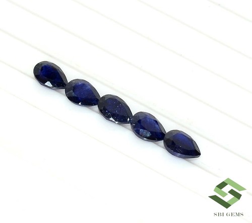 Lote de 05 piezas de piedras preciosas sueltas de zafiro azul natural de 7x5 mm 5,28 CTS GF - Imagen 3 de 7