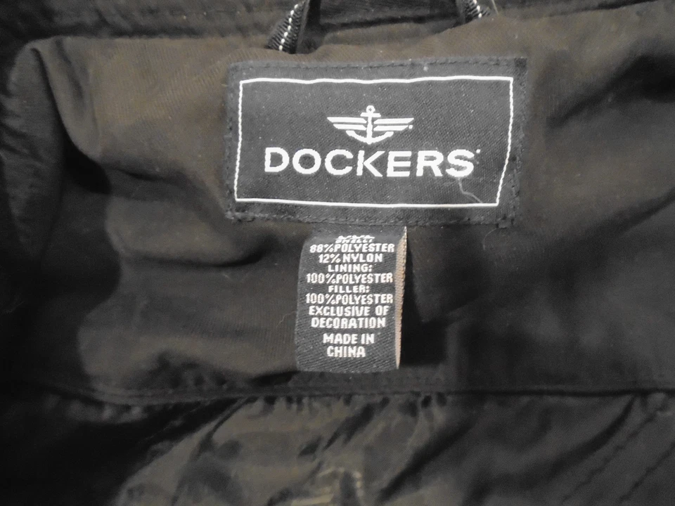 Dockers Coat /Jacket Black Men XXL Brown Faux Leather Collar Zip lined pockets - Image 2 of 4