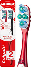 360 Optic White Advanced Whitening Toothbrush, Adult Medium Toothbrush with Whit
