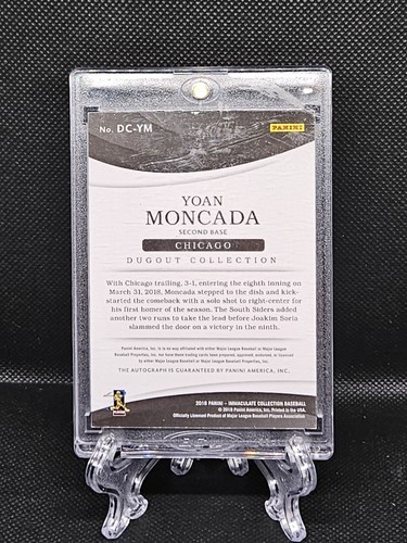 2018 Immaculate YOAN MONCADA Dugout Collection Auto 1/1 one of one - Picture 2 of 3