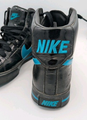 Nike Sweet Clásico Tenis Altos Para Hombre Talla 11 Patente Negro Turquesa Zapatos Usados - Imagen 6 de 12