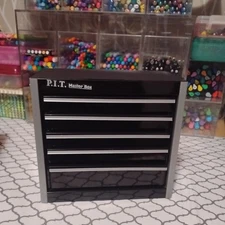  Mini Tool Box, Portable 5-Drawer Micro Roll Cab Steel Stackable 5 drawer Black