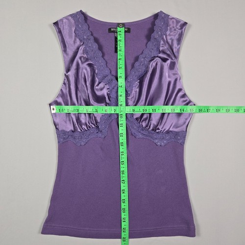 Bisou Bisou Women’s XL Purple Satin Lace Trim Tank Top Camisole Y2K Goth Glam - Picture 10 of 10