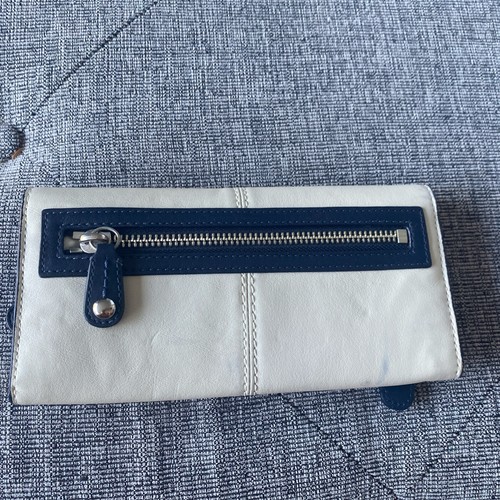 Coach Bonnie Bifold Zip Slim Envelope Chalk & Navy Leather Original Tag - Picture 2 of 13