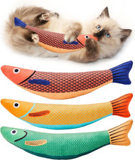 Cat Toys Saury Fish, 3 Pack, Catnip Crinkle Sound, Soft and Durable, Interactive