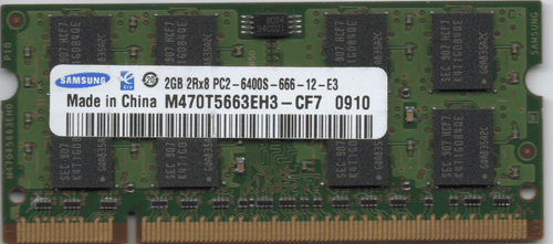 Samsung 2GB DDR2 200Pin So-dimm 2Rx8 PC2-6400S-666-12-E3 memory module - Picture 1 of 2