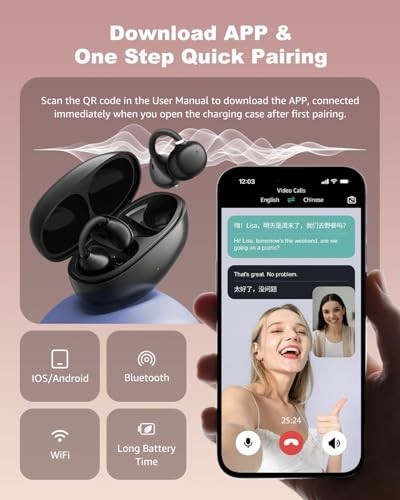 Ai Translation Earbuds Real Time, 163 Languages & Accents Translator Earbuds, - Imagen 2 de 7